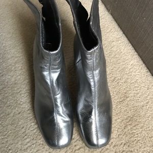 Topshop 100% leather boots silver 7/37 platform